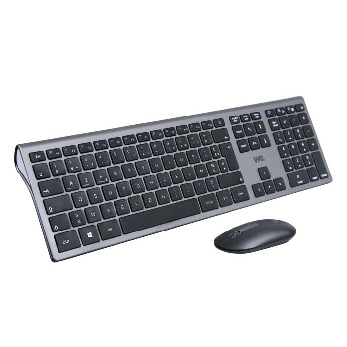 Pack 2 en 1 – We – Clavier et Souris – Sans fil – Gris – Noir