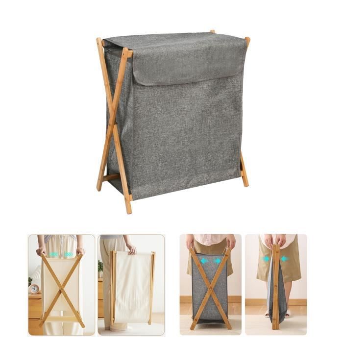 Willonin® Panier à linge pliable en tissu, Corbeille à Vêtement portable pour Salle de Bain, Gris Bac à Linge 50x34x56.5 cm