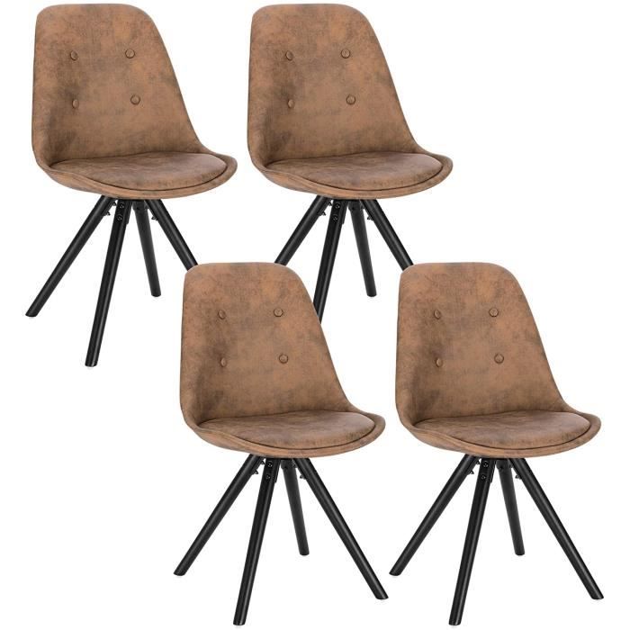 4 Chaises De Cuisine WOLTU - Design Scandinave En Tissu - Assise Confortable - 84 Cm - Brun - Charge 120 Kg