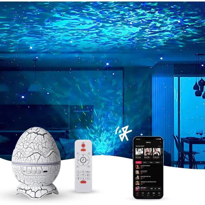 Veilleuse Projecteur œuf De Dinosaure – 21 Effets Lumineux, Rotation 360°, Rechargeable, Sans Musique