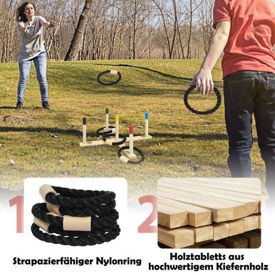Commodum Jeu De Lancer D’anneaux En Bois – 5 Animaux Et 5 Anneaux – Jeu D’adresse Intérieur/extérieur