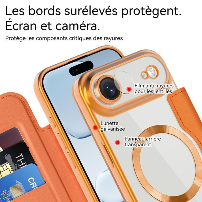 Étui à Rabat Pour IPhone 17 - Protection RFID - Bleu - Neuf Avec Emballage