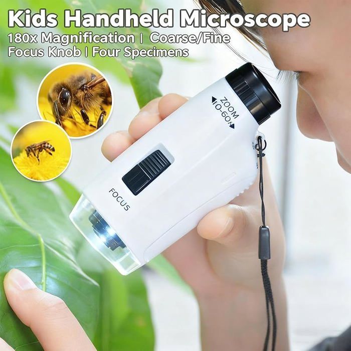 Kit scientifique portable de microscope pour les enfants, microscope 100x-1200x - Boîteouverte