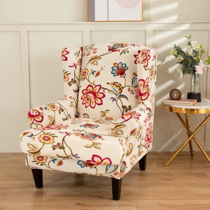 Housse De Fauteuil à Oreilles Meigeh 2 Pièces - Taille Unique, Imprimée, Extensible