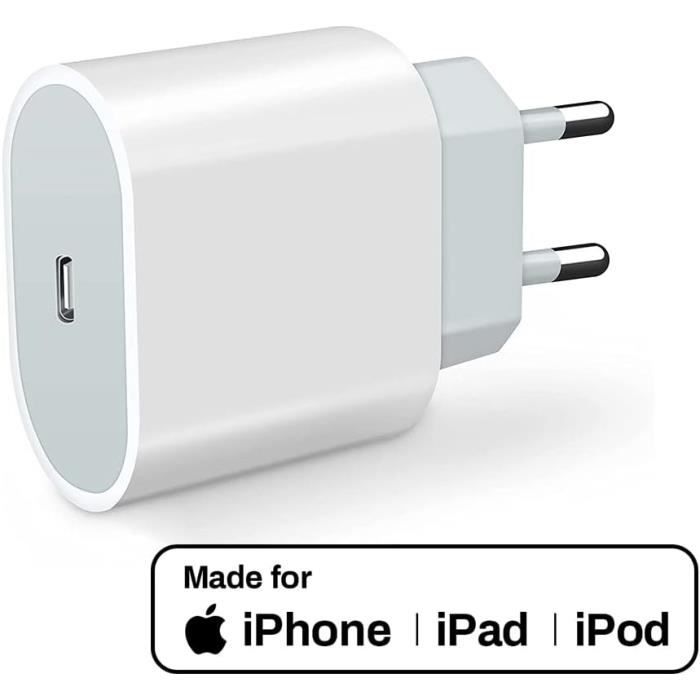 Chargeur iphone Rapide, certifié Apple MFi 20W Chargeur Rapide