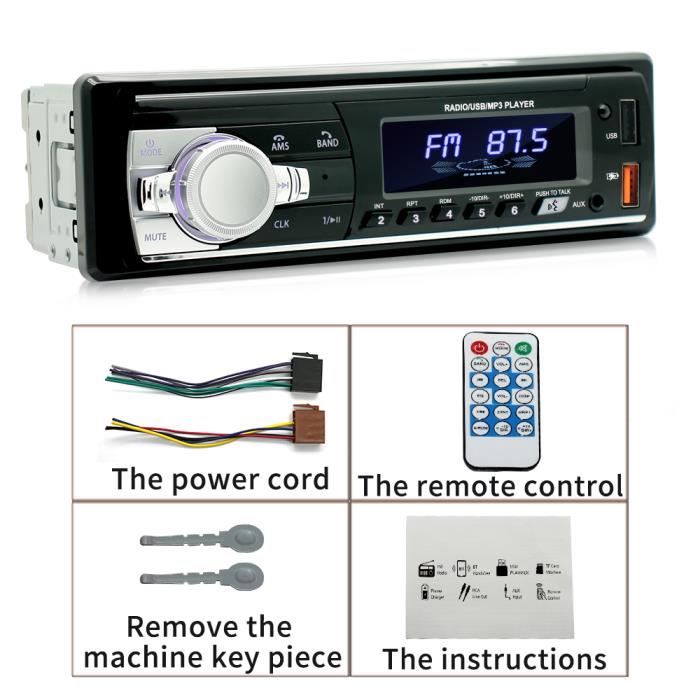 Autoradio Bluetooth 5.0, Poste Radio Voiture Bluetooth avec LCD Affichage  Horloge, 7 Couleurs Éclairage, 4x65W Autoradio 1 Din - Cdiscount Auto