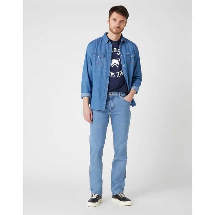Jeans homme Wrangler coupe r guli re bleu confortable Bleu