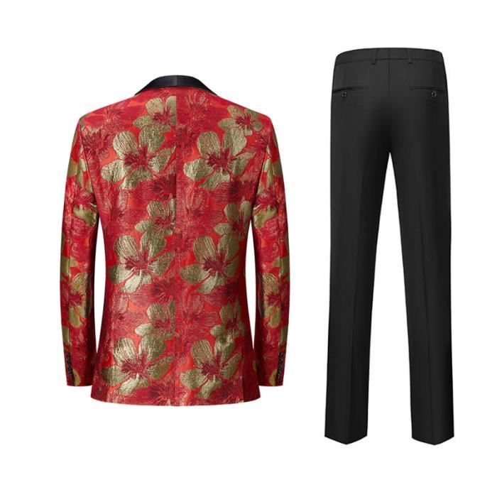 Costume Trois-pièces Homme Imprimé Floral - Blazer, Pantalon, Gilet - 100% Polyester