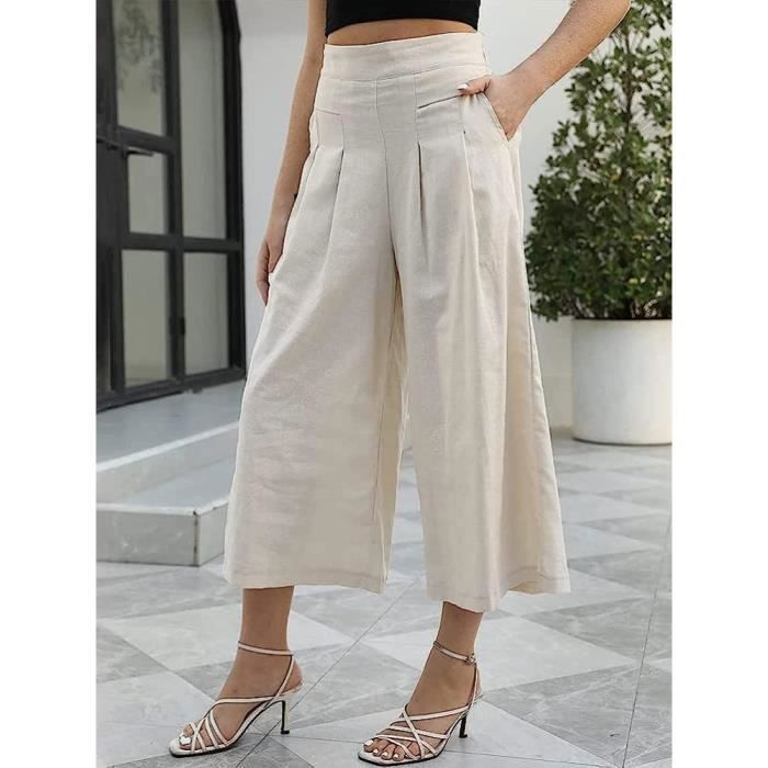 Pantalon Femme Large Fluide Rayure-Pantalon Fluide Femme Taille