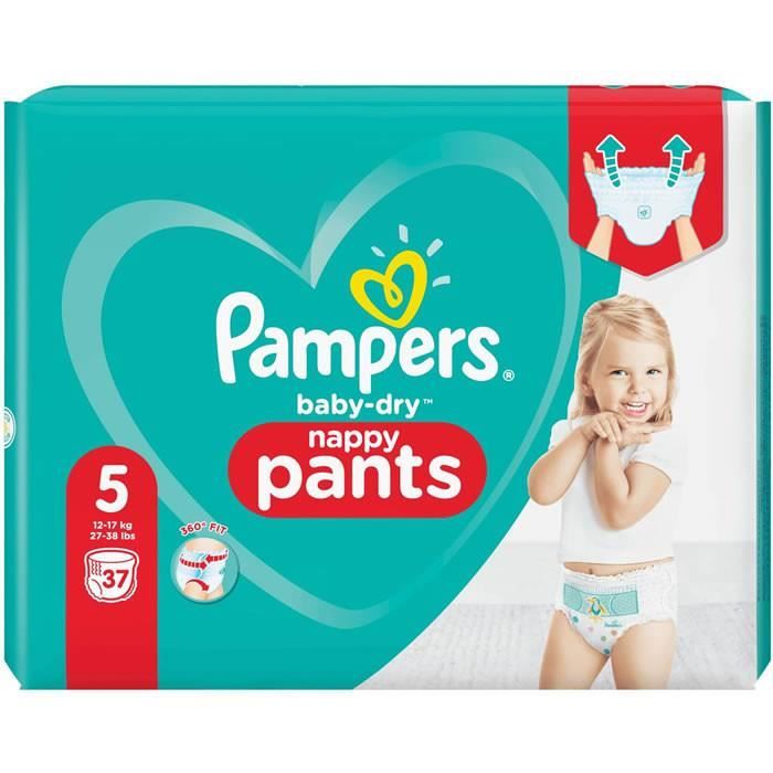 PAMPERS Baby-dry pants couches-culottes taille 5 (12-17kg) 37 couches pas  cher 