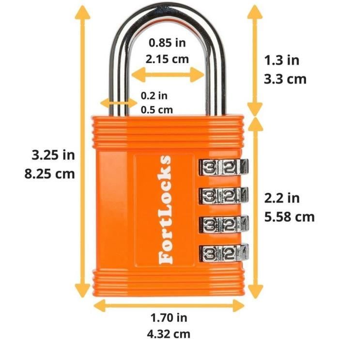 Pack De 4 Cadenas à Combinaison 4 Chiffres Pour Casiers - École, Gym, Sport - Serrures De Casier