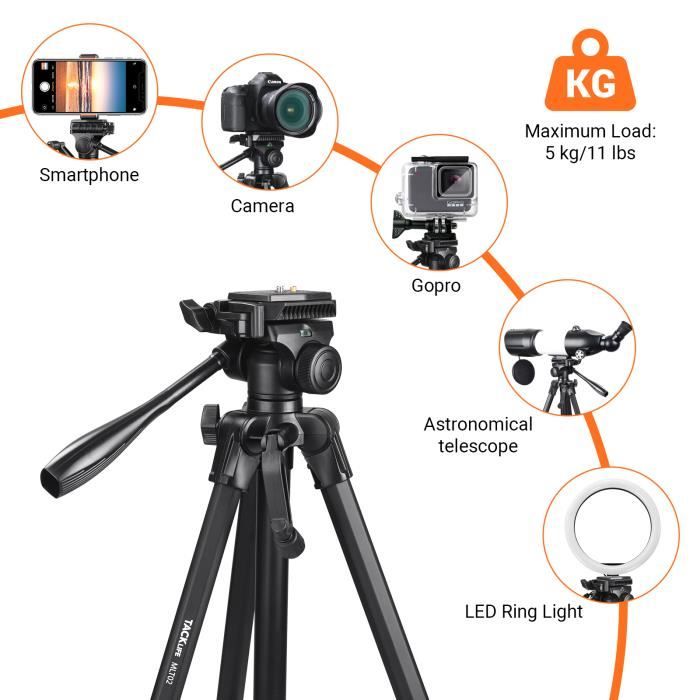 Trépied smartphone , appareils photo, caméscopes 2kg Hauteur max 102 cm  Maclean.