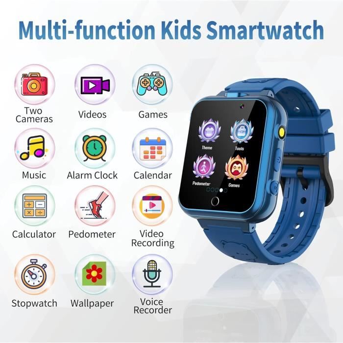 Téléphone Tactile éducatif Pour Enfants 3-10 Ans – 7,1 Cm, Double Caméra, Jeux, ABC, Musique, Batterie 600 MAh