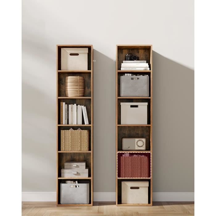Étagère Bibliothèque Furinno Jaya 5 Niveaux - Réglable, Couleur Chêne Ambré - 24x62x180 Cm - Pour Bureau Ou Salon - 10