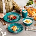 Service de Table en Porcelaine,Service Vaiselle Complet 16 Pièces pour 4 Personnes,‎Vert Foncé,LOVECASA Série Sweet-2
