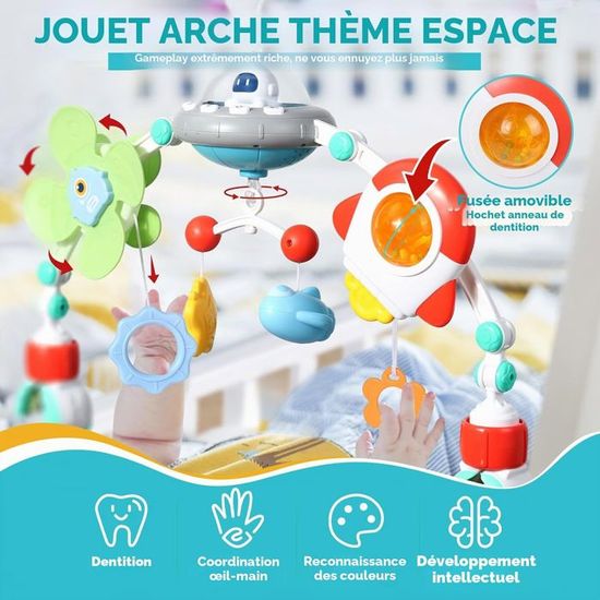 Arche De Poussette Jouets Musicaux - Mobile Sensoriel Pliable Réglable Pour Bébé - Activités & Loisirs