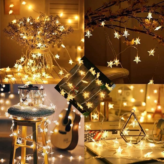 Guirlande lumineuse étoile de noël à led lumières féériques décorative  intérieure et extérieure 8 modèles,pour chambre à coucher, - Cdiscount  Maison