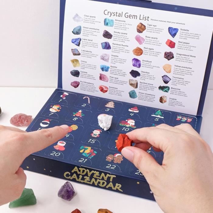 Calendrier de l'avent Pierres 2025, Calendrier de l'Avent Pierre Precieuse, Cristaux et Pierres Précieuses, Cadeau de Noël pour Enfants, Filles, Garçons et Adultes, Version française