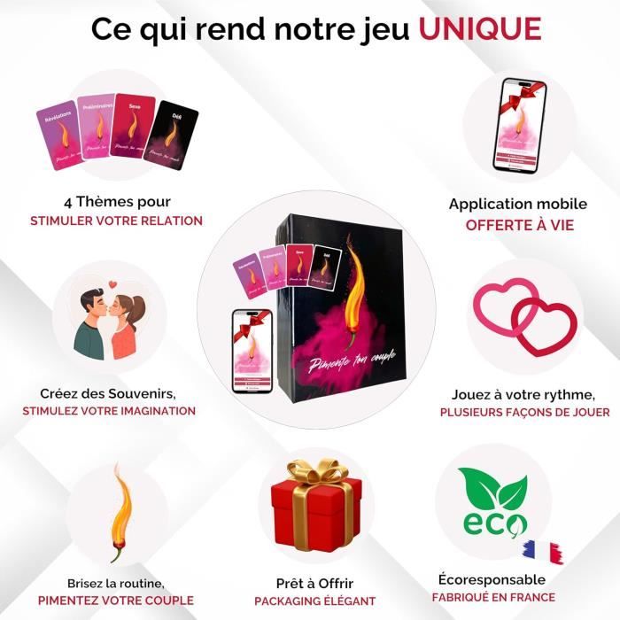 Jeux de Couple adulte - 240 Cartes dont 40 illustrées - jeu de société en Français- Idée Cadeau original Couple Femme ou Homme pour Anniversaire Noel Saint Valentin - Jeu Mobile