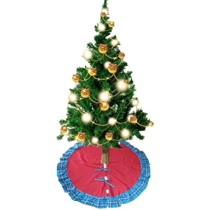 Jupe De Sapin De Noël Gothique Tête De Mort - En Polyester Brossé, Douce Et Légère - 3 Attaches Rouges - 5