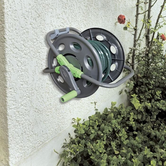Dévidoir Tuyau Arrosage Enrouleur Automatique 30 2m 7en1 Dévidoir Tuyau Arrosage Support Mural Tuyau Eau Pivotable 180