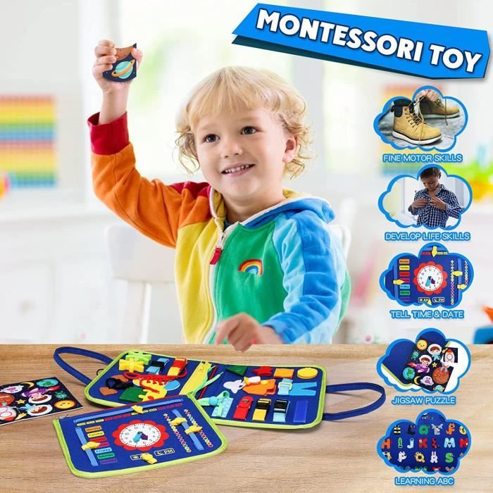 Busy Board Montessori 8 En 1 Portable - Jeu éducatif Motricité Fine Pour Enfant 1-5 Ans, Voyage - 4