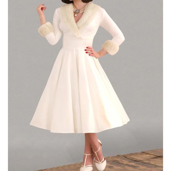 Robe Noel Femme Hiver Vintage Ann es 50 Femme Chic Elegante Robe