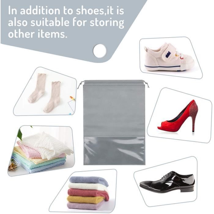 Lot De 4 Sacs à Chaussures De Voyage - Grands, Imperméables Avec Fenêtre Transparente - Anti-Poussière