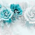 Papier Peint Intissé 3D Floral Abstrait Pastell Bleu 368x254 cm Moderne Fleurs Chambre Salon Photo Non Tissé Muraux Trompe l'oeil-3