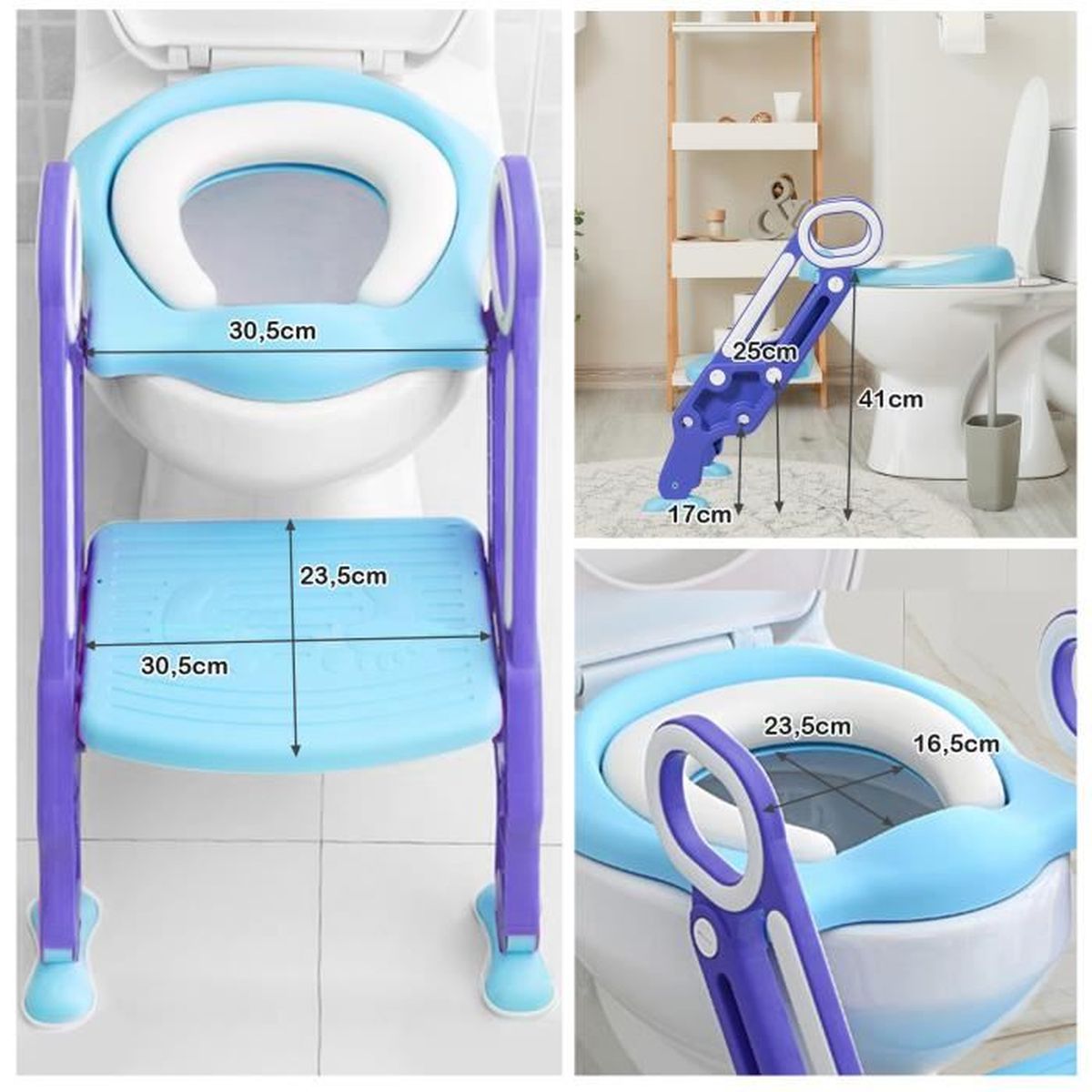 Costway Siege De Toilette Pour Enfants Pliable Hauteur Reglable Avec Siege Rembourre Large Marchepied Charge 75kg Reducteur Wc Bebe Cdiscount Puericulture Eveil Bebe