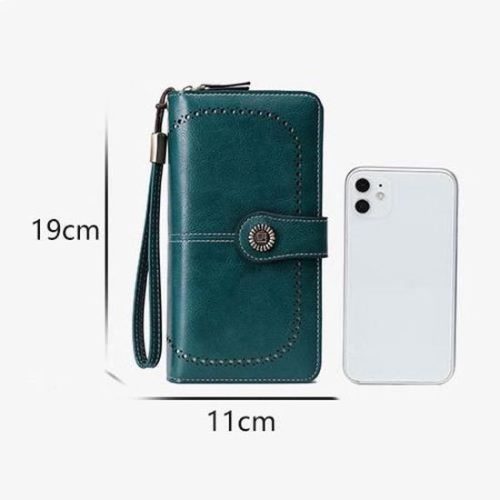 Portefeuille Femme Cuir Petit Porte Monnaie Pliable avec Titulaire de la Carte de Crédit Cash ID Zippé RFID Blocage Porte Carte Wallet Brun