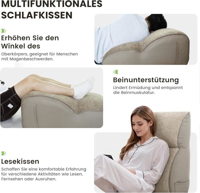 Coussin De Lecture WHOCF - 2 Vitesses Réglables - 50x50x25cm - Polyester