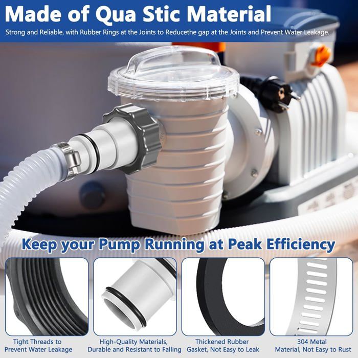 Raccord Piscine 32 38 2 Adaptateurs Piscine Intex - Raccord Tuyaux 32-38mm Avec Filetage Pour Pompe Chlore Tuyau Intex