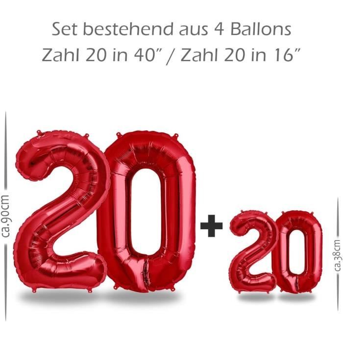 Ballon Decoration Anniversaire 20 Ans - Lot De 2 -Ballons Numéro 20 En  Rouge - Deco Anniversaire 20 Ans Femme Ou Homme - Gonf[H511]