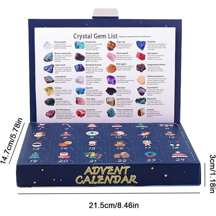 Calendrier De L'Avent Pierres Et Cristaux 2024 – 24 Pierres Précieuses, Collier DIY Et Loupe, Dès 3 Ans