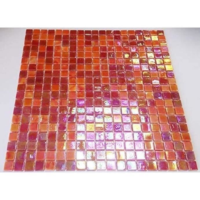Mosaique miroir et verre Mosaique rouge fonce 15 cm en verre et miroir