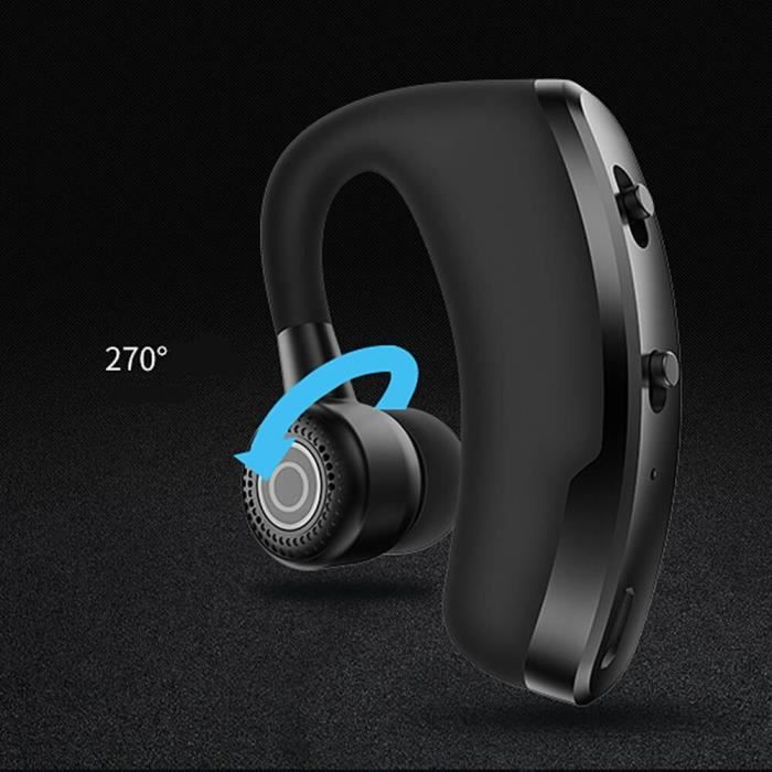 Oreillette Bluetooth V9 Sans Fil Avec Micro Antibruit - Réglable 180° Pour Camion, Bureau Et Sport - Noir