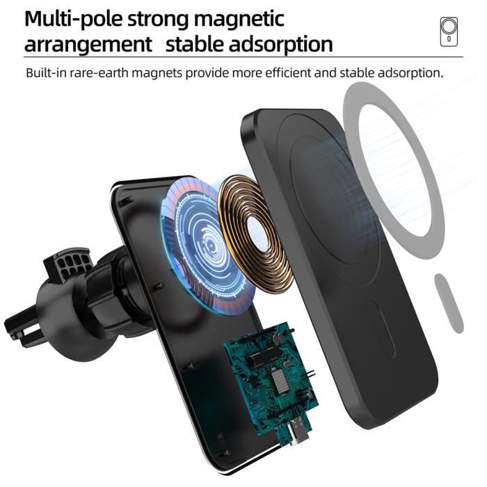 Support de voiture MagSafe pour iPhone 12 - Support magnétique pour  téléphone portable - Pour iPhone 11-Samsung-Google etc - R[917] - Cdiscount  Téléphonie