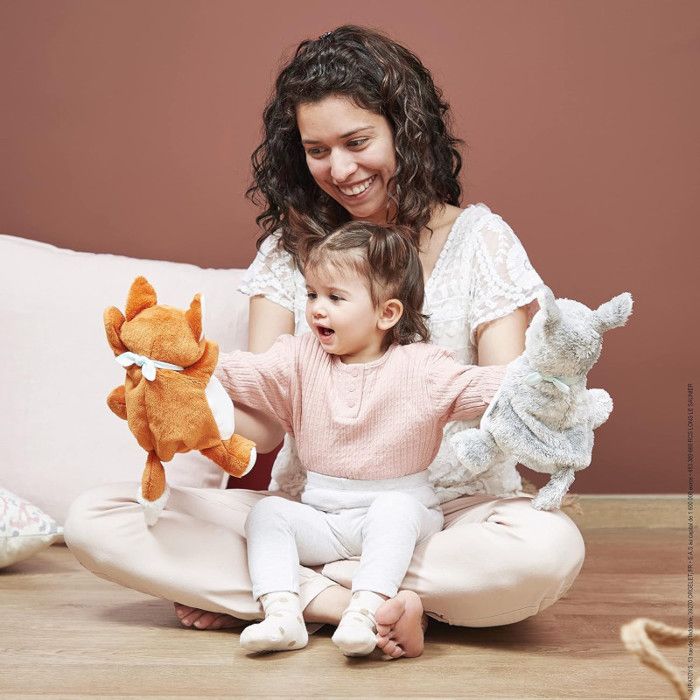 Kaloo Les Amis – Doudou Marionnette Paprika Le Renard Orange – Longues Oreilles, Queue Bicolore, Ventre Doux – Jouet Interactif Dès Naissance