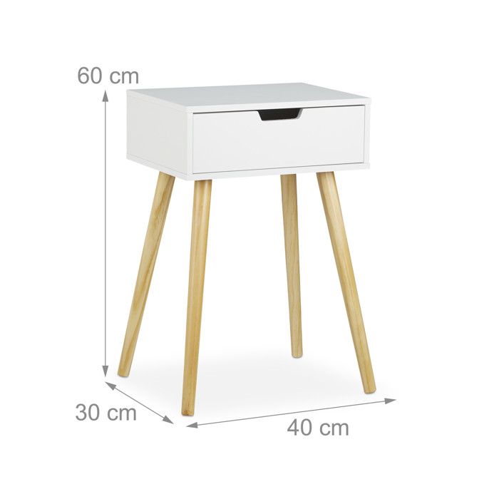 Table de chevet moderne avec tiroir et compartiment ouvert 35 x 30 x 40
