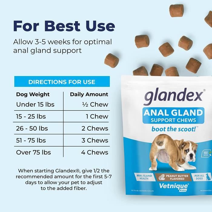 Vetnique Labs Glandex Anal Gland Soft Chews with Pumpkin, supplément de  Fibres probiotiques pour Chiens (30ct Chew)118 - Cdiscount Auto