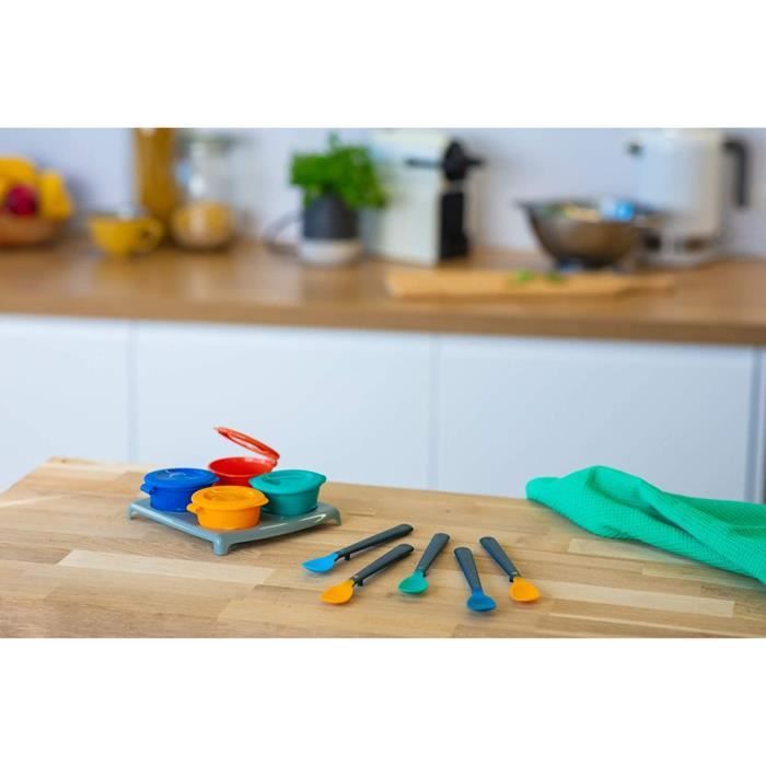 4 Cuillères De Sevrage Silicone Souple Bébé - Set Avec Boîte De Rangement (Sourires)