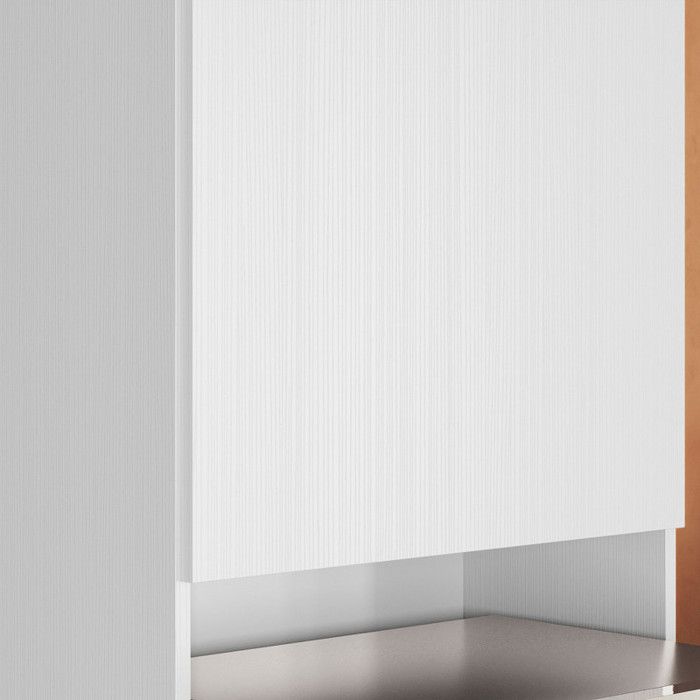 Meuble De Cuisine Colonne De Four - Micro-ondes Noir Laqué 2 Portes L 60 X H 200 Cm