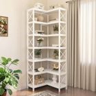 BRAND TOPESCT Bibliothèque d'angle, 60 x 60 x 200 cm,Grande étagère d'angle Industrielle, étagère d'angle sur Pied, Blanc