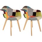 THE HOME DECO FACTORY Fauteuil scandinave - VILNUS - Patchwork motif multicolore - Avec accoudoirs - Style nature