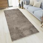 Tapiso Essence Tapis de Passage Couloir Moderne Gris Foncé Poil Longue Shaggy 100 x 250 cm