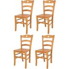 T M C S Tommychairs - Set 4 chaises cuisine CUORE, robuste structure en bois de hêtre peindré en couleur miel et assise en bois