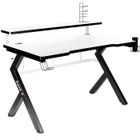 Bureau gaming HUZARO HERO 5.0 Blanc, 120x60x69.5cm, Bureau PC, Informatique, Pc gaming, Panier à boissons, Crochet casque