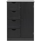 MOBILI REBECCA Rebecca Mobili Meuble de salle de bain avec 4 Tiroirs et 1 Porte en bois noir Armoire multifonction