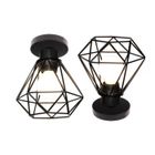 WOTTES UNI Lampe de Plafond 16cm Noir 2 Pack Plafonnier Cage Diamant en Métal Luminaire pour Chambre Couloir Salon